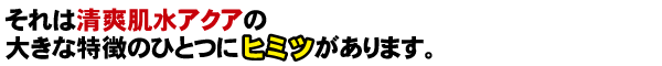 それは完全無添加化粧品清爽肌水アクアの大きな特徴のひとつにヒミツがあります