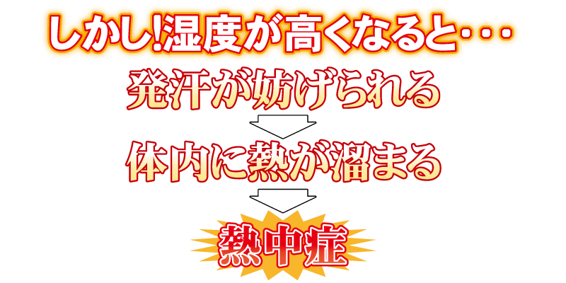 湿度が高くなると、発汗が妨げられ、体内に熱が溜まり、熱中症になります。