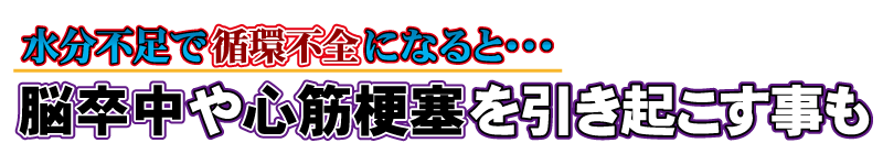 水分不足で循環不全になると、脳卒中や心筋梗塞を引き起こす事も。